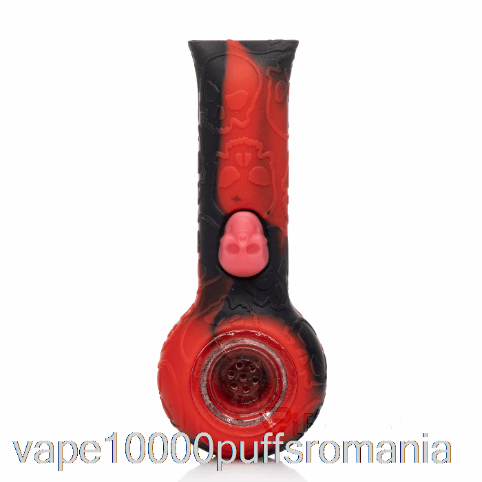 Vape Romania Stratus Silicon Skull Hand Pipe Crimson (negru/rosu)